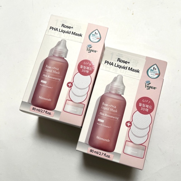 MAMONDE Rose + PHA Liquid Mask 2 Box Set 80ml K-Beauty Peeling Gift Pads NIB - Picture 2 of 4